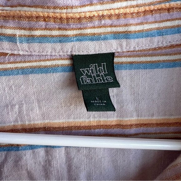 Wild Fable Cotton Striped Button-up Shirt Size L Casual Oversized Summer - Picture 2 of 4